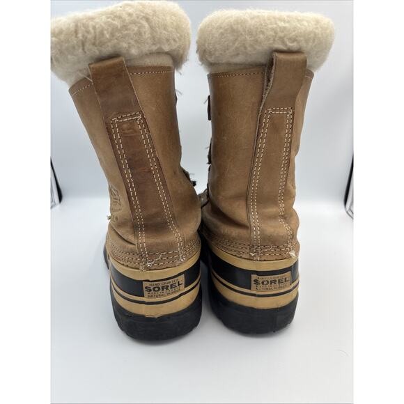Sorel Caribou Boots Wool Lined Mens Size 8 Made In Canada Brown Kaufman Winter - Picture 7 of 11